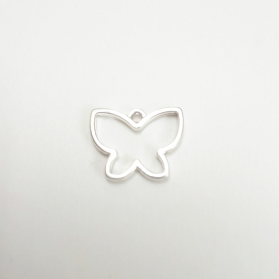 Metal Charms 15mm Butterfly #2 - Silver Finish - 2 Charms