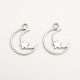 Metal Charms 18mm Moon #2 - Silver Finish - 2 Charms