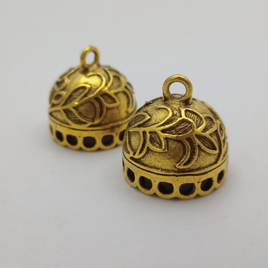 Jhumka Base #27 - 20mm Floral - Golden- 1 Pair