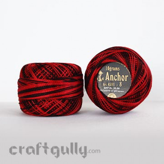 Anchor Pearl Cotton Tkt 8 - 4591-1206 (Shaded Black & Red)
