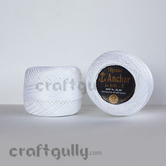 Anchor Pearl Cotton Tkt 8 - White