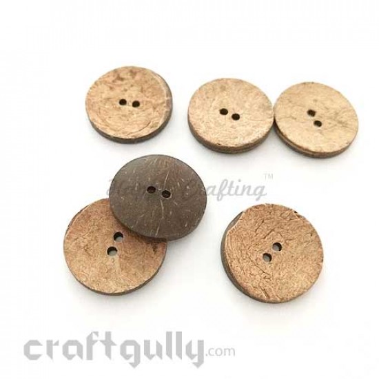 Buttons Coconut Shell #1 - 24mm Round - 2 Buttons