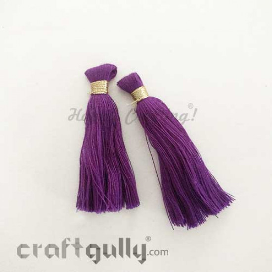 Tassels 50mm - Purple With Golden Tie - Pack of 2