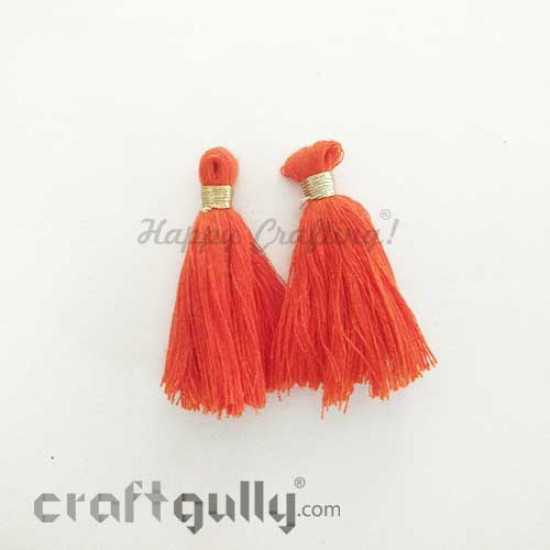 Tassels 50mm - Orange With Golden Tie - Pack of 2