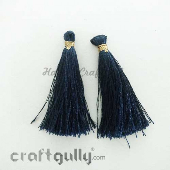 Tassels 50mm - Navy Blue With Golden Tie - Pack of 2