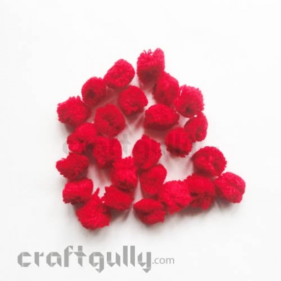 Pom Poms 20mm - Red - Pack of 25