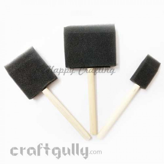 Foam/ Sponge Brush - Flat Assorted - Set of 3