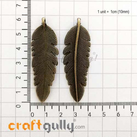 Charms / Elements 56mm Metal - Feather - Bronze - Pack of 1