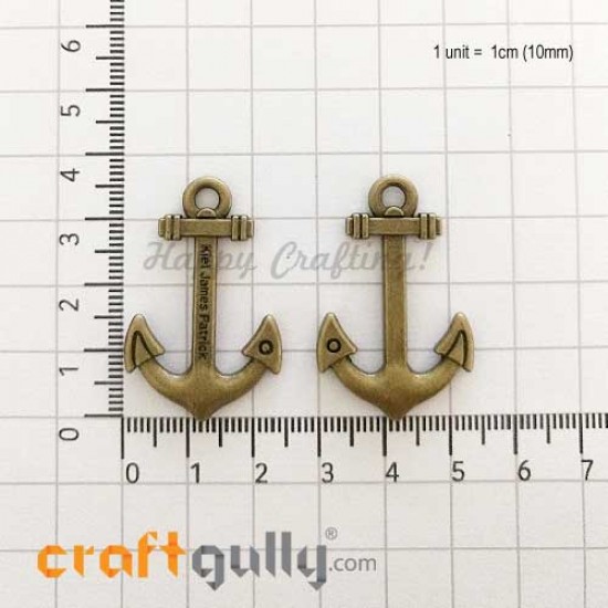 Charms / Elements 36mm Metal - Anchor - Bronze - Pack of 1