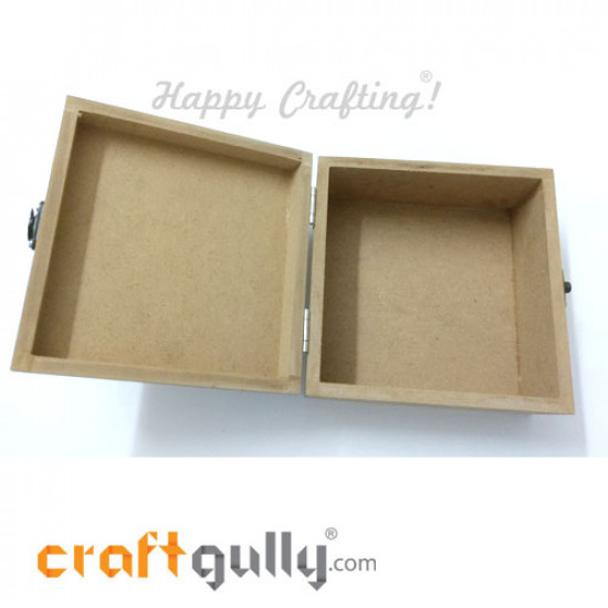 MDF Blank Box 6 inches - Square With Lock - Natural