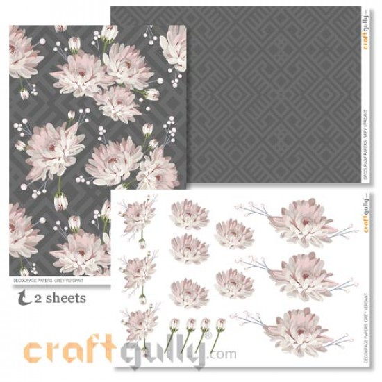 Decoupage Papers A4 - Grey Verdant - Pack of 4