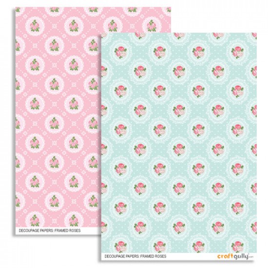 Decoupage Papers A4 - Framed Roses - 100gsm - Pack of 4