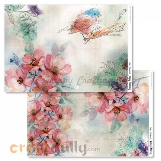 Decoupage Papers A4 - Spring Time - 100gsm - Pack of 4