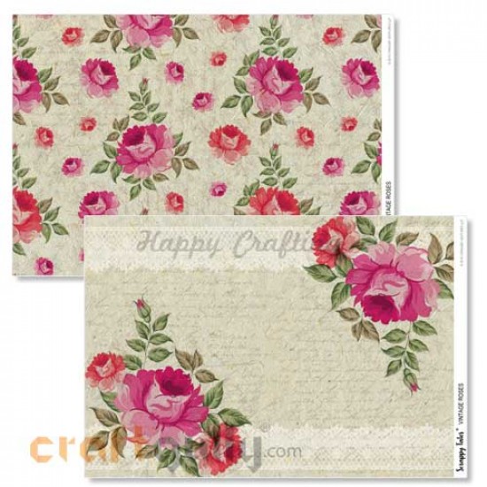 Decoupage Papers A4 - Vintage Roses - 100gsm - 4 Sheets