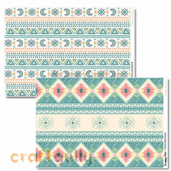 Decoupage Papers A4 - Fresh Bohemian - 100gsm - Pack of 4
