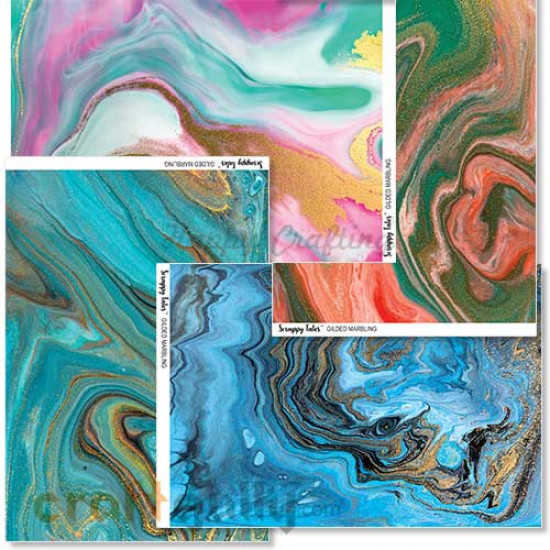 Decoupage Papers A4 - Gilded Marbling - Pack of 4