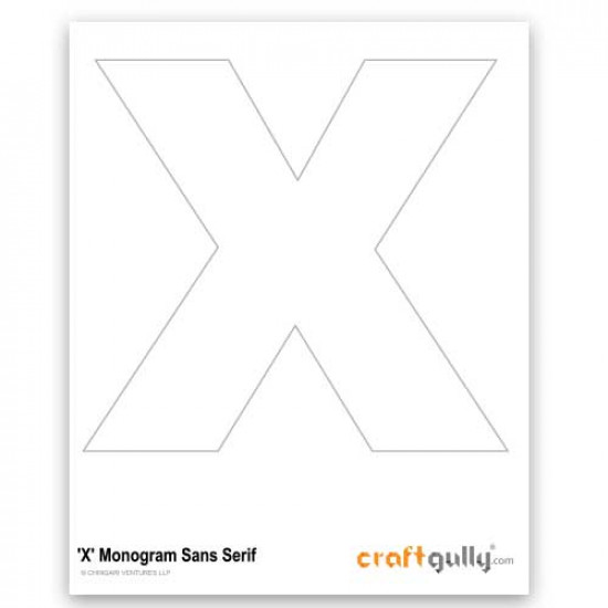 Free CraftGully Printable - Monogram Sans Serif - X