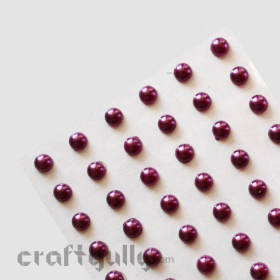 Pearl Stick-ons - 6mm - Burgundy - Pack of 70