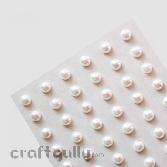 Pearl Stick-ons 6mm - White - Pack of 70