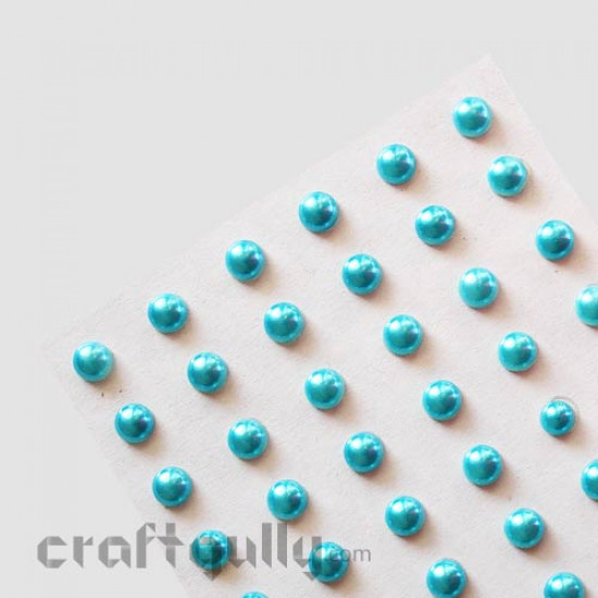 Pearl Stick-ons - 6mm - Cerulean Blue - Pack of 70