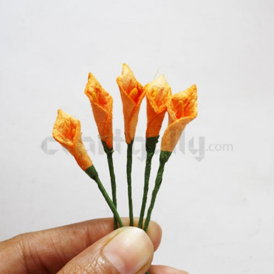 Paper Flowers - Calla Lilies - Orange - 5 Stems