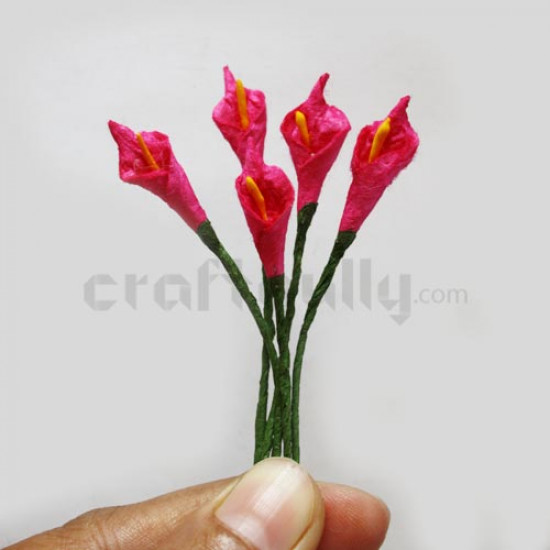 Paper Flowers - Calla Lilies - Dark Pink - 5 Stems