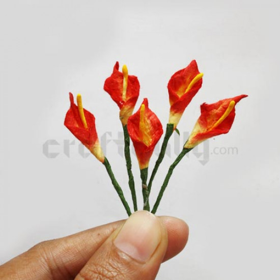Paper Flowers - Calla Lilies - Red Shaded - 5 Stems