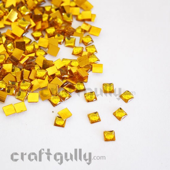 Kundan Stones 5mm Square - Golden - 10gms