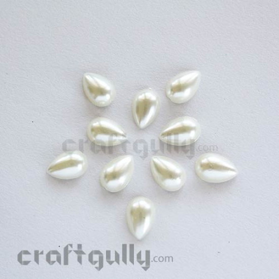 Flatback Pearls 14mm - Drop - Pack of 10