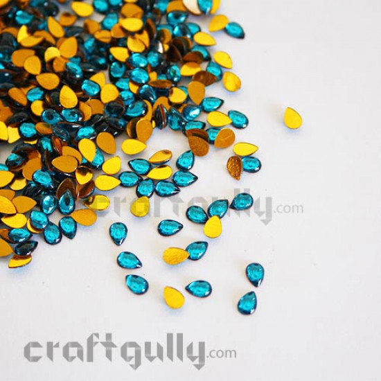 Kundan Stones 7mm Drop - Cerulean Blue #2 - 10gms