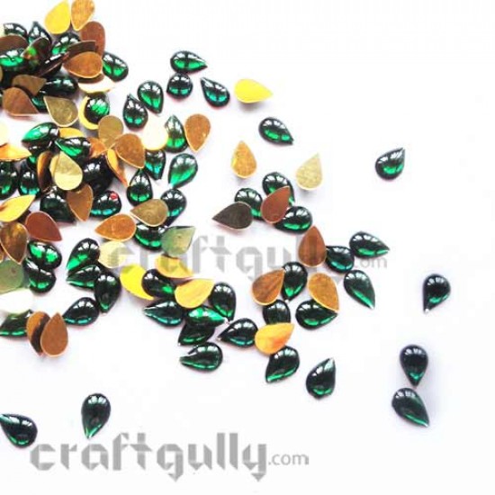 Kundan Stones 7mm Drop - Green - 10gms