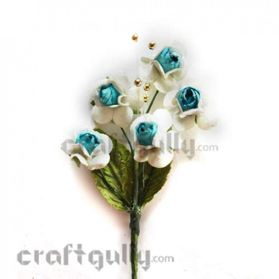 Artificial Flowers - White & Blue