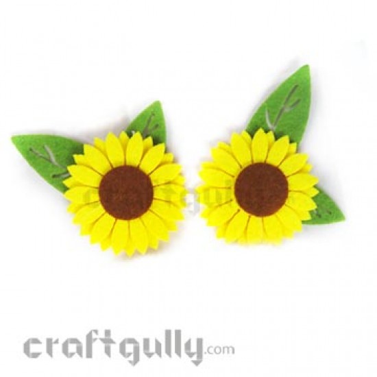 Die-Cut Felt Sunflowers 85mm Pack of 2