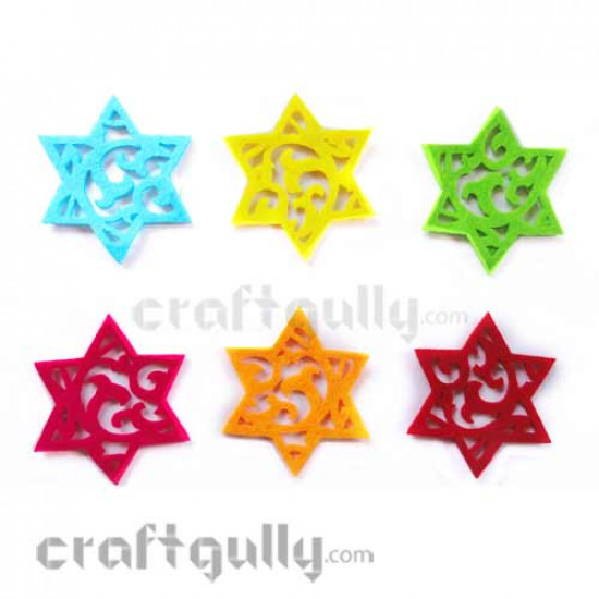 Die-Cut Felt Star 60mm Pack of 6