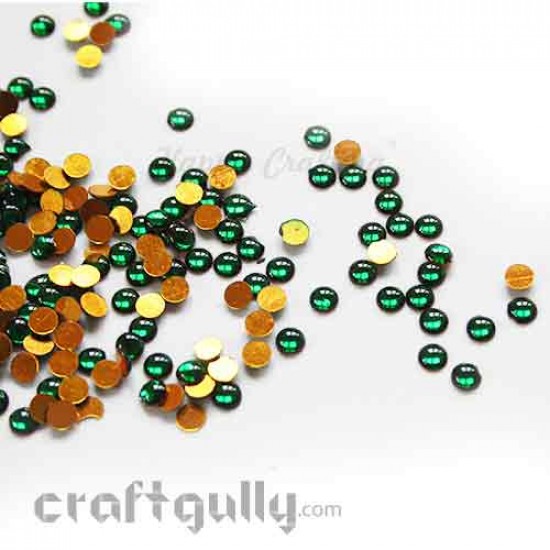 Kundan Stones 5mm Round - Green - 10gms