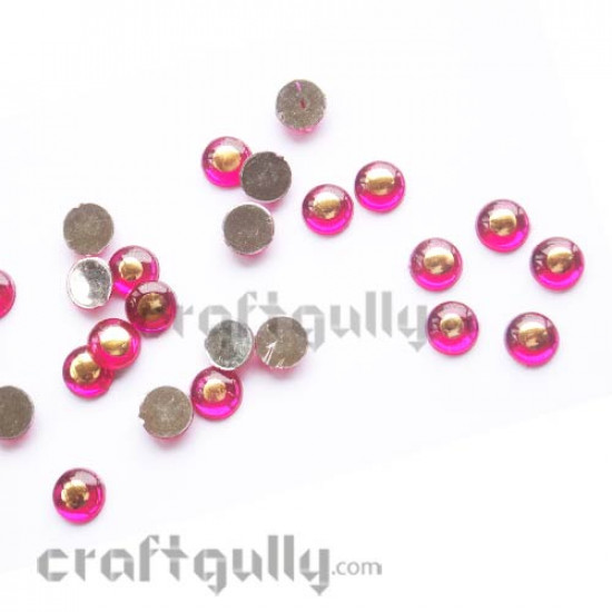 Rhinestone 8mm - Round - Dark Pink & Golden - Pack of 20