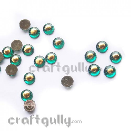 Rhinestone 8mm - Round - Dark Green & Golden - Pack of 20