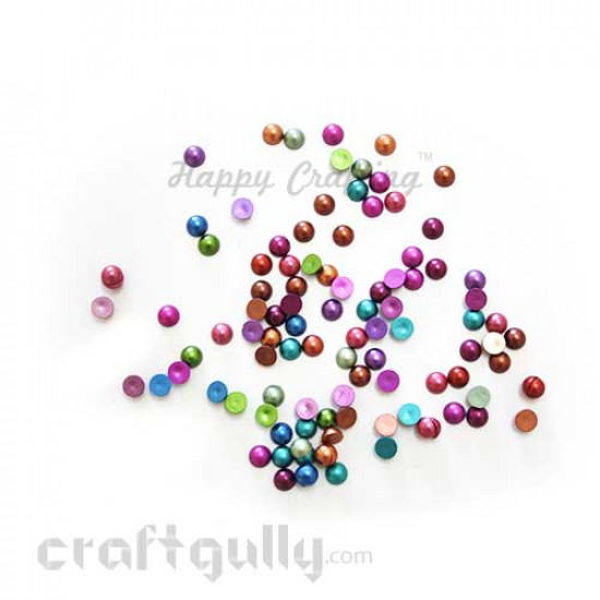 Flatback Pearls 6mm - Round - Metallic Assorted - Pack of 100