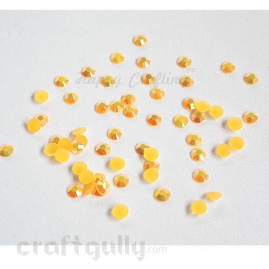 Rhinestones 5mm - Resin - Neon Orange With Lustre - Pack of 100