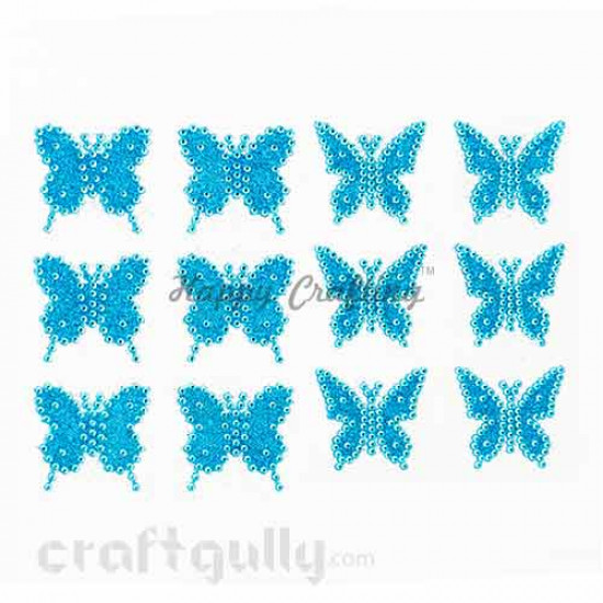 Stick-ons - Butterfly 40mm - Cerulean Blue - Pack of 12