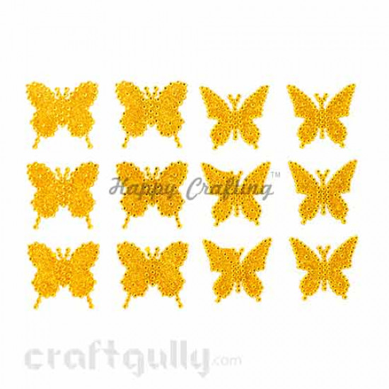 Stick-ons - Butterfly 40mm - Yellow - Pack of 12