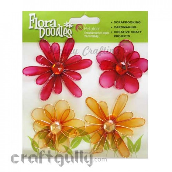 Petaloo Flora Doodles Jewelled Candies - Dark Pink & Orange