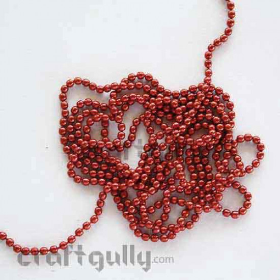 Ball Chains 1mm - Brick Red - 9 Feet