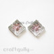 Flatback Acrylic 16mm - Textured With Pink Square - Pack of 2