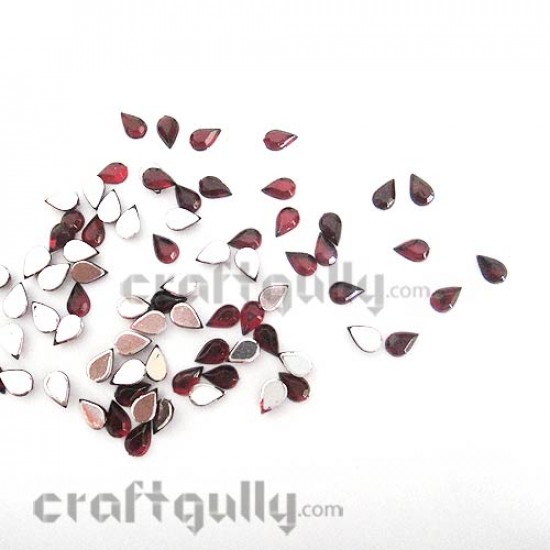 Rhinestones 6mm - Drop - Maroon - Pack of 50