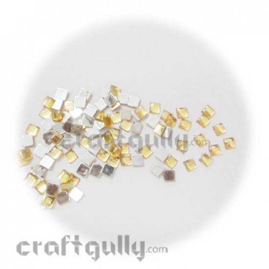 Rhinestones 6mm Square - Champagne - Pack of 100