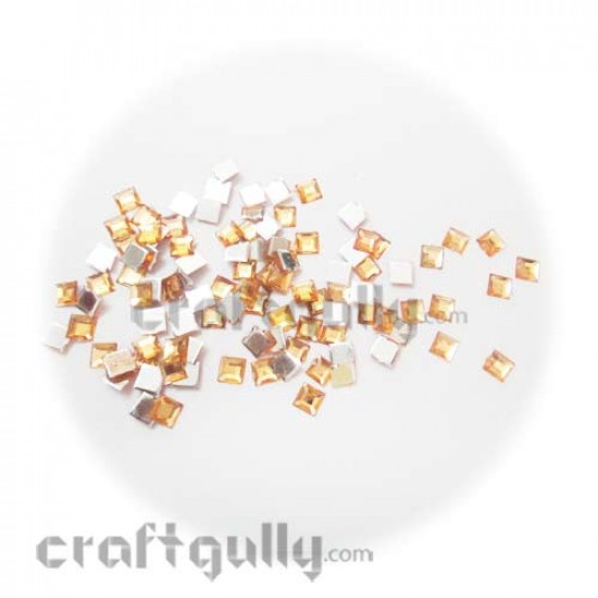 Rhinestones 6mm Square - Peach - Pack of 100