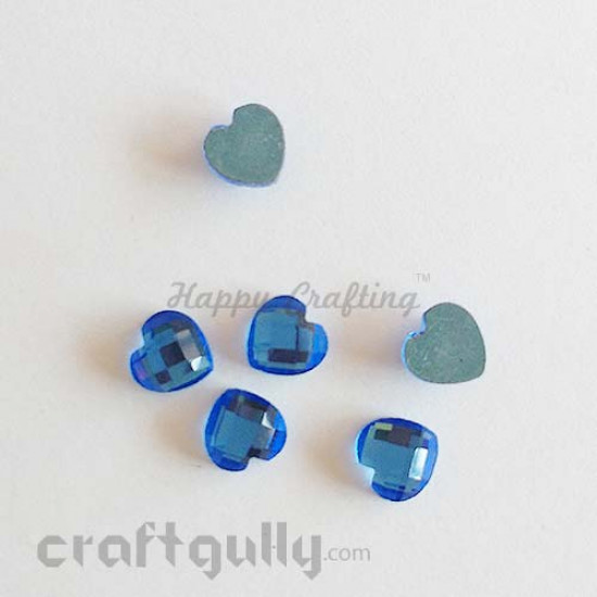 Flatback Glass 8mm - Heart Faceted - Blue - Pack of 10 Flatback Glass 8mm - Heart Faceted - Blue - Pack of 10
