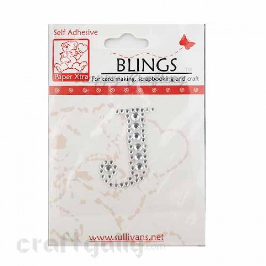 Rhinestone Stick-ons - Alphabets / Letters - J