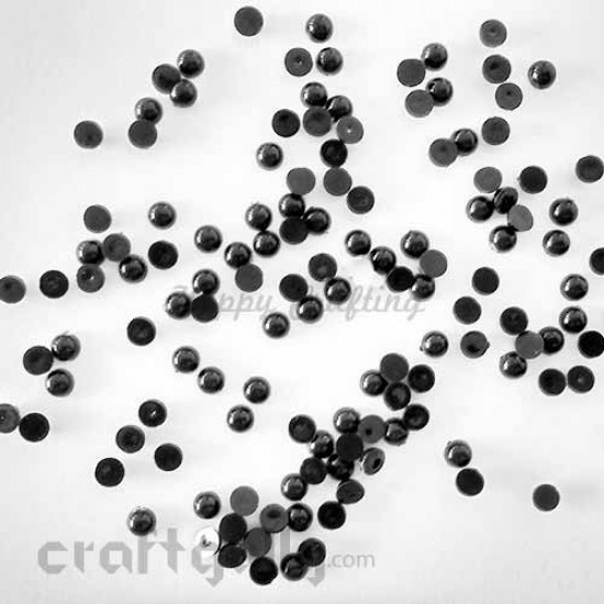 Flatback Pearls 4mm - Round - Black - 5gms